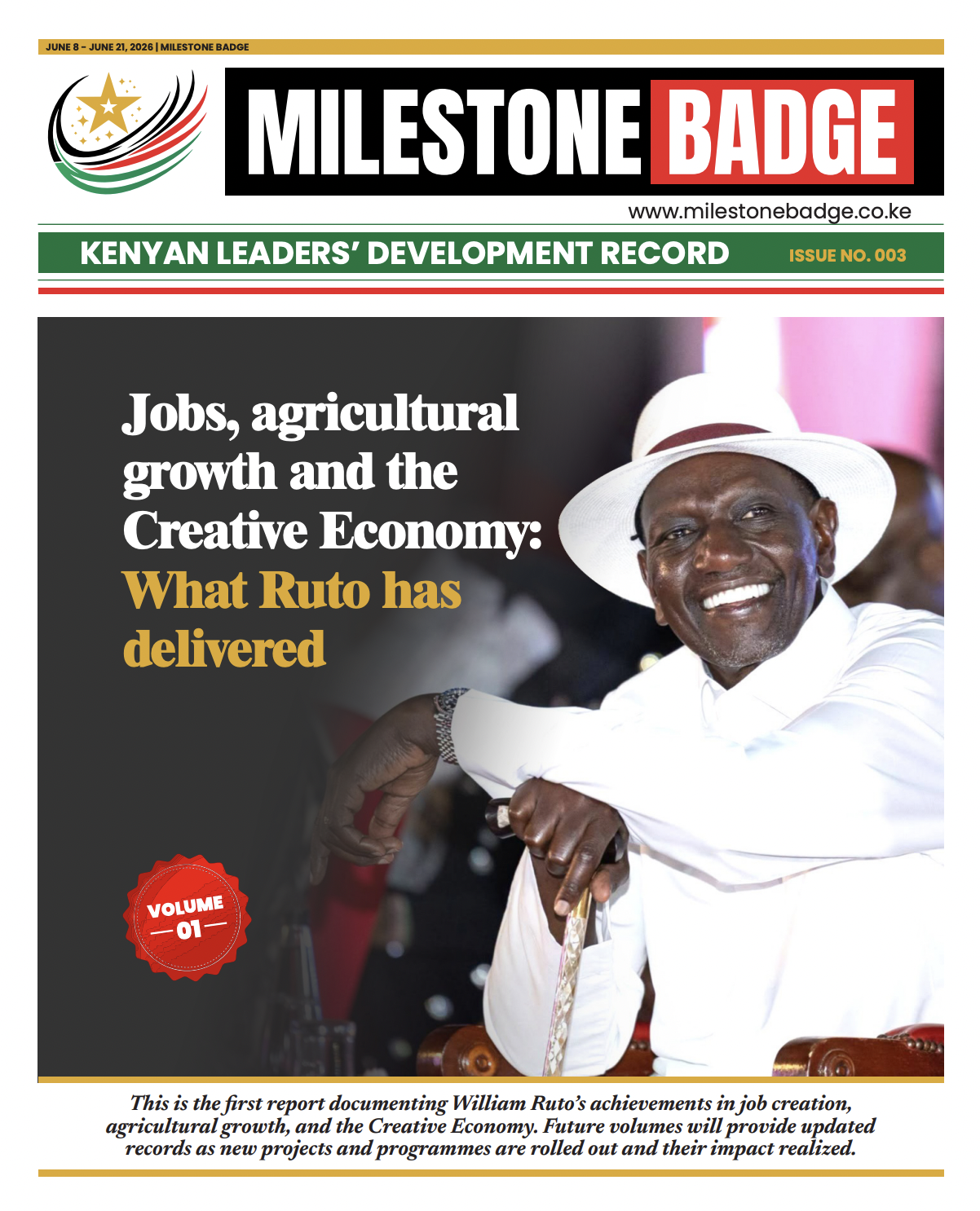 Ruto: Jobs, Agriculture & Creative Economy